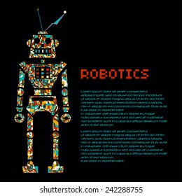 Colourful robot warrior cyborg. Vector EPS 10 illustration