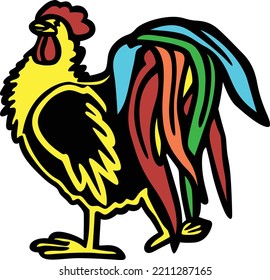 Colourful Rooster Clipart (Editable file) - Vector Illustration