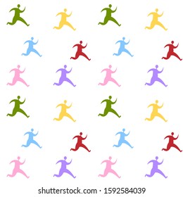 The colourful running mans seamless pattern vector.