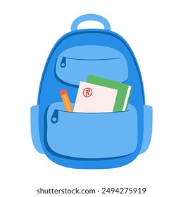 Colourful school backpack isolated on white background. Education concept. Vector illustration