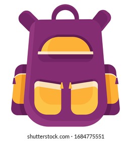 Colourful school bag. Backpack in cartoon style.