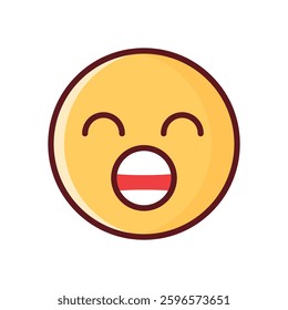 A colourful screaming face emoji with retro-style flat design