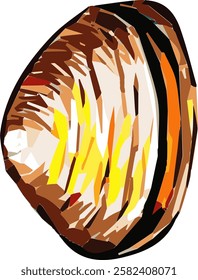 Colourful seafood. Hand drawn marker vector isolated sketch. Clam 