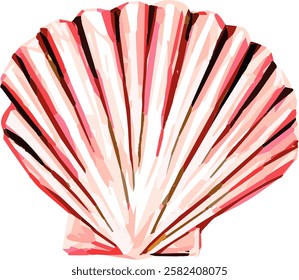 Colourful seafood. Hand drawn marker vector isolated sketch. Scallops 