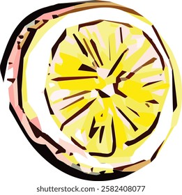 Colourful seafood. Hand drawn marker vector isolated sketch. Lemon 