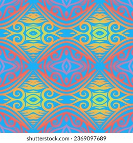 Colourful seamless batik ethnic dayak pattern of indonesian for textile fashion or garment