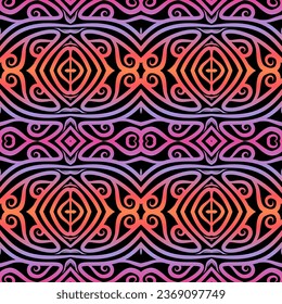 Colourful seamless batik ethnic dayak pattern of indonesian for textile fashion or garment