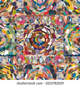 Colourful seamless ornamental rose background made of mosaic. New texture for design work