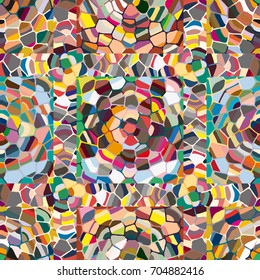 Colourful seamless ornamental rose background made of mosaic. New texture for design work