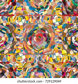 Colourful seamless ornamental rose background made of mosaic. New texture for design work