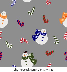 Colourful seamless pattern of Christmas objects. Vector hand drawn background for wrapping paper, web design, postcards.
