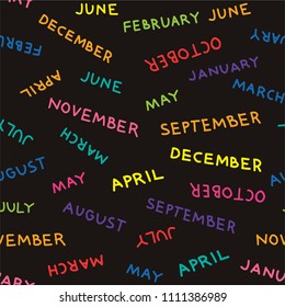 Colourful seamless pattern with months 