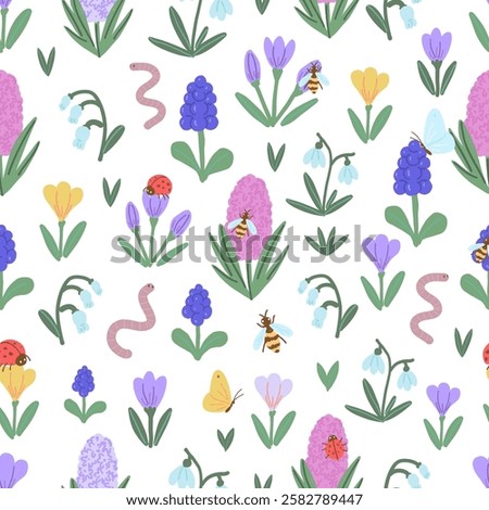 Ladybug on a hyacinth in green nature