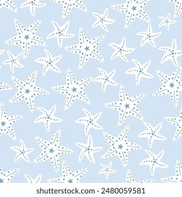 Colourful Seamless sea star Fish pattern and background vector illustration. Hand drawn Illustration sea star for fabric, wallpaper, Design