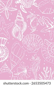 Colourful Seamless sea star Fish pattern and background vector illustration. Hand drawn Illustration sea star for fabric, wallpaper,