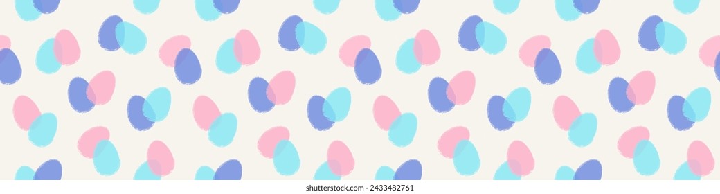 Colourful seamless texture with hand painted Easter eggs. Modern panoramic header design. Vector illustration