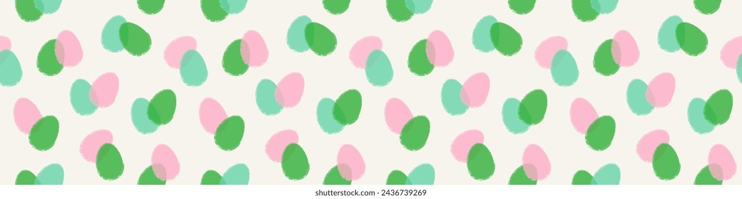 Colourful seamless texture with hand painted Easter eggs. Modern panoramic header design. Vector illustration