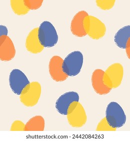 Colourful seamless texture with hand painted Easter eggs. Modern design. Vector illustration