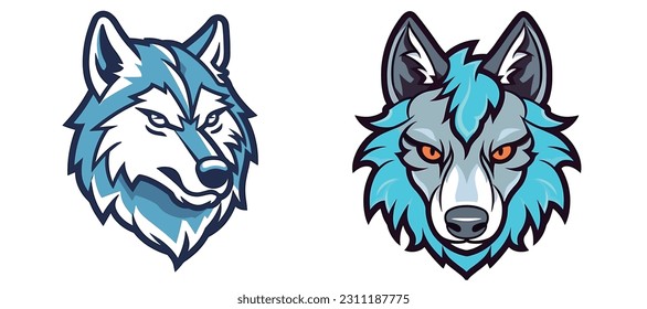 Colourful and serious wolf head logo vector stock footage