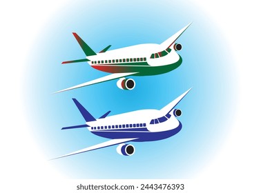Colourful Set airplane icon, Vector