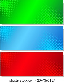 Colourful set of dotted vector banners. Circular elements give the texture a grid or dotted look. Textures for business and technology concepts.