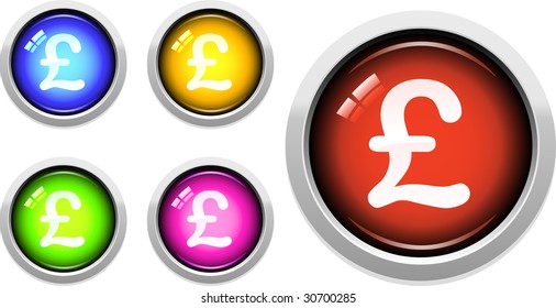 A Colourful Set of Pound Symbol Buttons