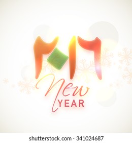 Colourful shiny Arabic Calligraphy text 2016 on snowflakes decorated background for Happy Islamic New Year celebration.