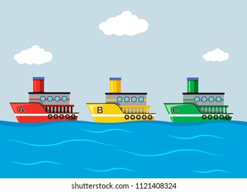 Colourful Ships in the Ocean illustration