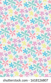 Colourful simple pastel floral pattern for fabric, textile, interior, fashion. Seamless vector