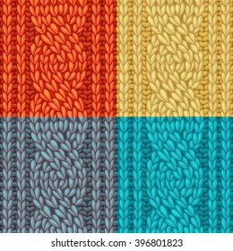 Colourful Six-Stitch Cable Stitch Textures. Vector left-twisting rope cable (C6F) seamless pattern. Vector knitting texture. Boundless background can be used for web page backgrounds.
