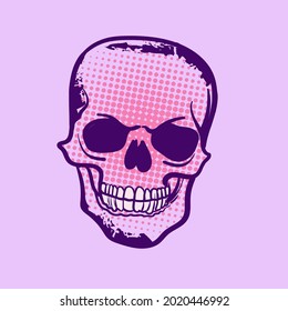 Colourful skull illustration. Abstract hand-drawn vector art. 