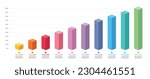 Colourful slim chart bars template, 10%-100% number text. Flat design interface illustration inforchart infographic elements for app ui ux web banner button vector isolated on white background