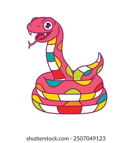 Colourful snake cartoon vetor illustration