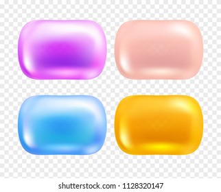 Colourful soap or button set isolated on transparent background. Vector elements,