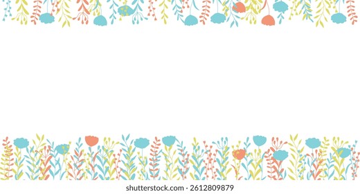 Colourful social media stories design template, background with copy space for text - floral landscape. Summer or autumn background with foliage.