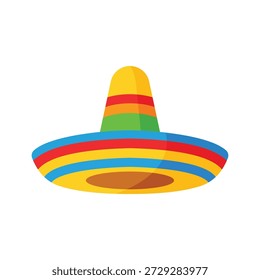 Colourful sombrero hat flat vector illustration isolated on clean white background