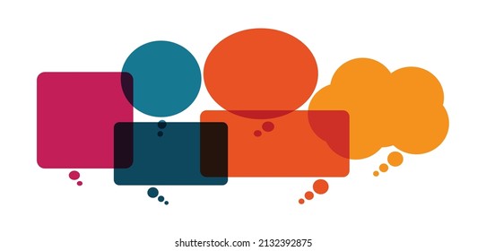 Colourful speech bubble communication icon concept. Vector illustration design for speak, discussion, chat and talking symbol.	