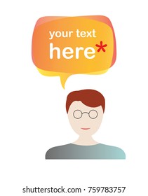 Colourful speech bubble and human avatar in vector graphics