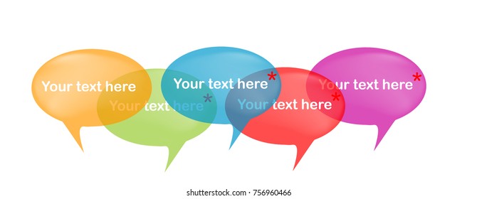 Colourful speech bubbles with text area in vector graphics