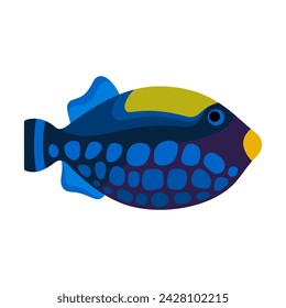 Colourful spotted tropical fish. Aquarium fish. Flat style vector illustration.