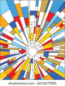 Colourful stained glass starburst design 