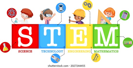 Farbige STEM-Schulungstexte - Symbol zur Illustration