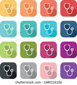 Colourful stethoscope icon in flat design style