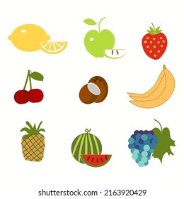 Colourful stickers fruit set vector illustration