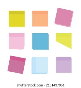 Colourful sticky notes paper icon illustration set