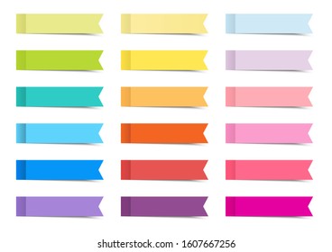 colourful sticky ribbon index paper set on board with shadow- Post Note-Vector Illustration