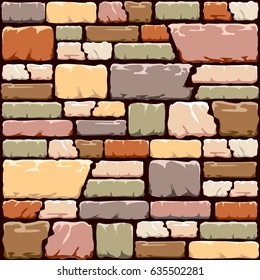 Fondo de pared de piedra colorido en tonos cálidos de amarillo, rosa marrón y verde. Formato vectorial EPS10. 