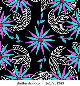 Colourful style floral pattern. Modern seamless pattern vector design for paper, prints, fabric, interior decor, and other users.