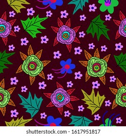 Colourful style floral pattern. Modern seamless pattern vector design for paper, prints, fabric, interior decor, and other users.