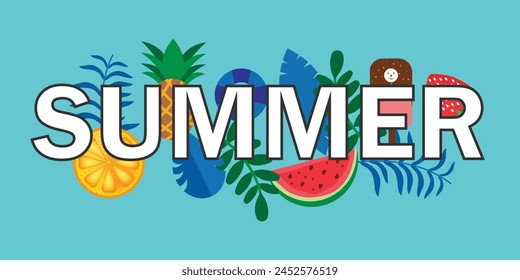 Colourful Summer background layout banners design. Summer time holiday vector design with summer elements